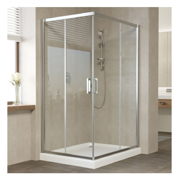 Душевой уголок Vegas Glass ZA-F 110*100 08 01 профиль глянцевый хром, стекло прозрачное 
