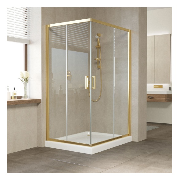 Душевой уголок Vegas Glass ZA-F 110*100 09 01 профиль золото, стекло прозрачное 