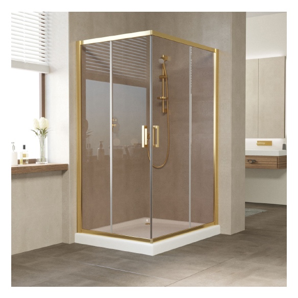 Душевой уголок Vegas Glass ZA-F 110*100 09 05 профиль золото, стекло бронза 