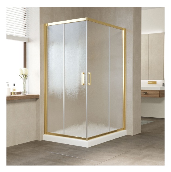 Душевой уголок Vegas Glass ZA-F 110*90 09 02 профиль золото, стекло шиншилла 