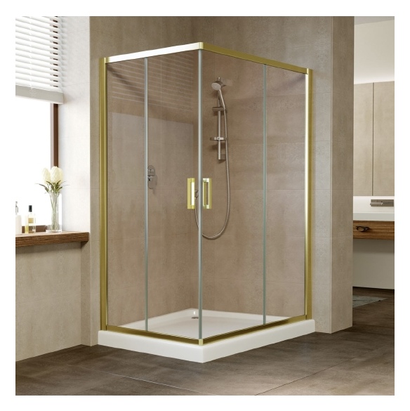 Душевой уголок Vegas Glass ZA-F 120*80 09 05 профиль золото, стекло бронза 