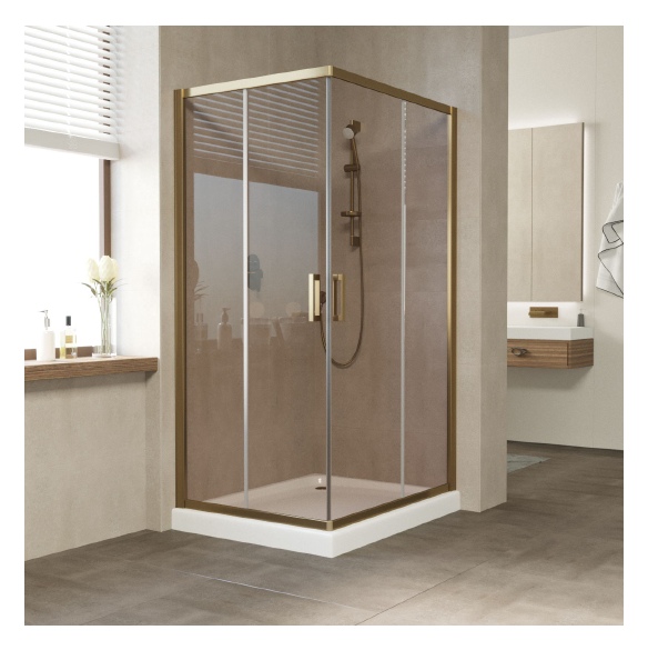 Душевой уголок Vegas Glass ZA-F 90*80 05 05 профиль бронза, стекло бронза 