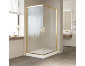 Душевой уголок Vegas Glass ZA-F 90*80 09 02 профиль золото, стекло шиншилла 