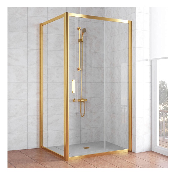 Душевой уголок Vegas Glass ZP+ZPV 100*100 09 01 профиль золото, стекло прозрачное 