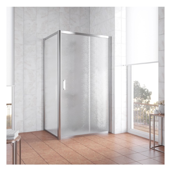 Душевой уголок Vegas Glass ZP+ZPV 100*70 08 02 профиль глянцевый хром, стекло шиншилла 