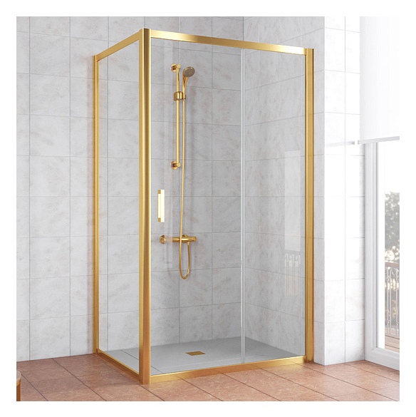 Душевой уголок Vegas Glass ZP+ZPV 100*70 09 01 профиль золото, стекло прозрачное 