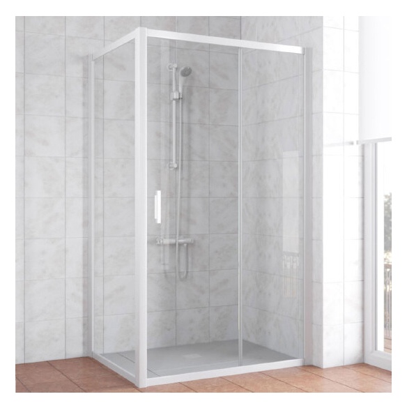 Душевой уголок Vegas Glass ZP+ZPV 100*80 01 01 профиль белый, стекло прозрачное 