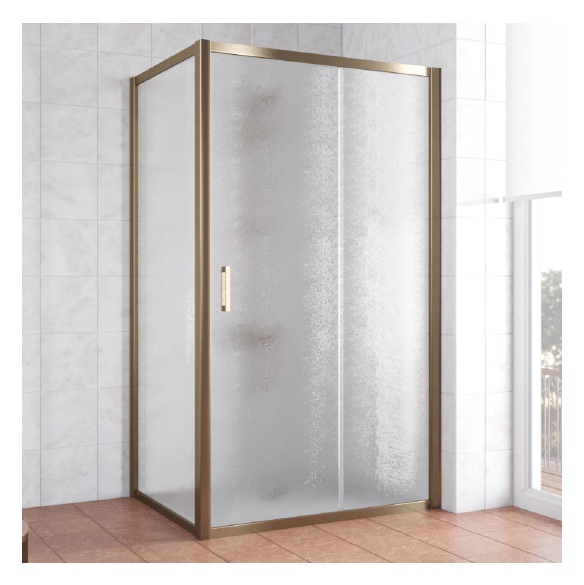 Душевой уголок Vegas Glass ZP+ZPV 100*80 05 02 профиль бронза, стекло шиншилла 