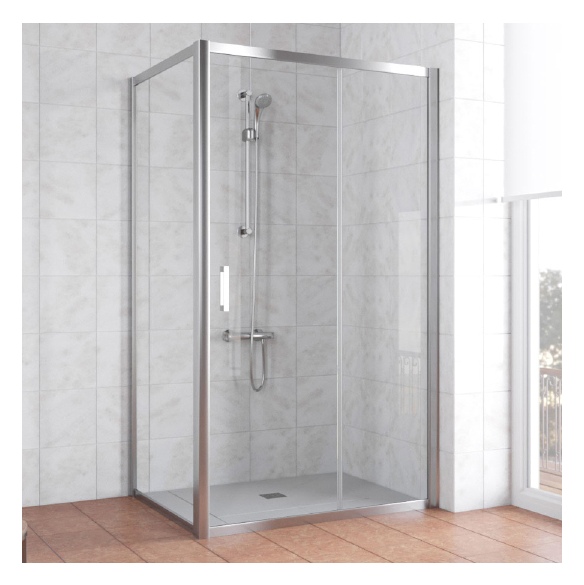 Душевой уголок Vegas Glass ZP+ZPV 100*80 08 01 профиль глянцевый хром, стекло прозрачное 