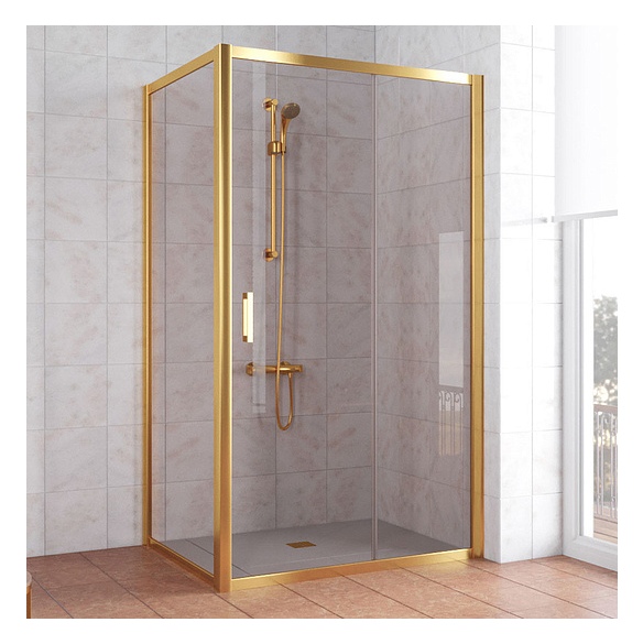 Душевой уголок Vegas Glass ZP+ZPV 100*80 09 05 профиль золото, стекло бронза 