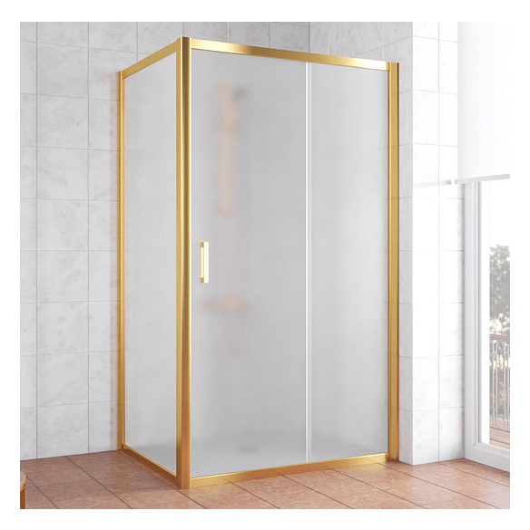 Душевой уголок Vegas Glass ZP+ZPV 100*80 09 10 профиль золото, стекло сатин 