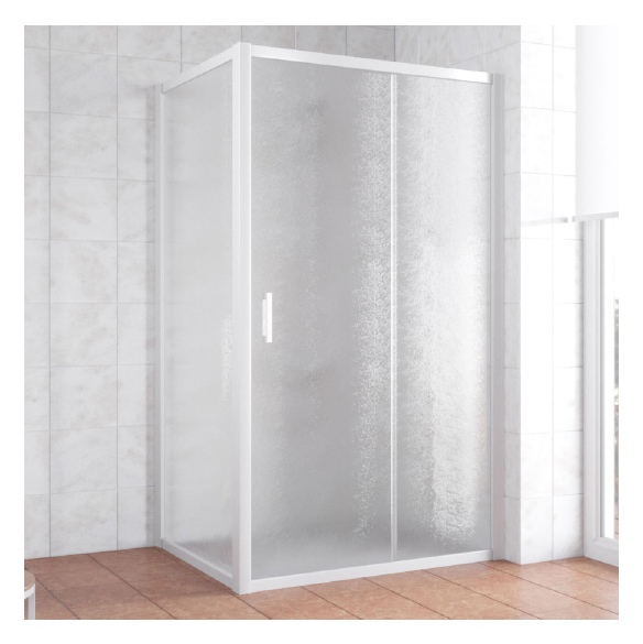Душевой уголок Vegas Glass ZP+ZPV 100*90 01 02 профиль белый, стекло шиншилла 