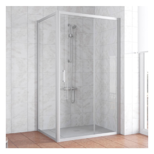 Душевой уголок Vegas Glass ZP+ZPV 100*90 07 01 профиль матовый хром, стекло прозрачное 