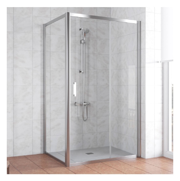 Душевой уголок Vegas Glass ZP+ZPV 100*90 08 01 профиль глянцевый хром, стекло прозрачное 
