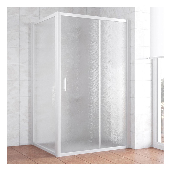 Душевой уголок Vegas Glass ZP+ZPV 110*100 01 02 профиль белый, стекло шиншилла 