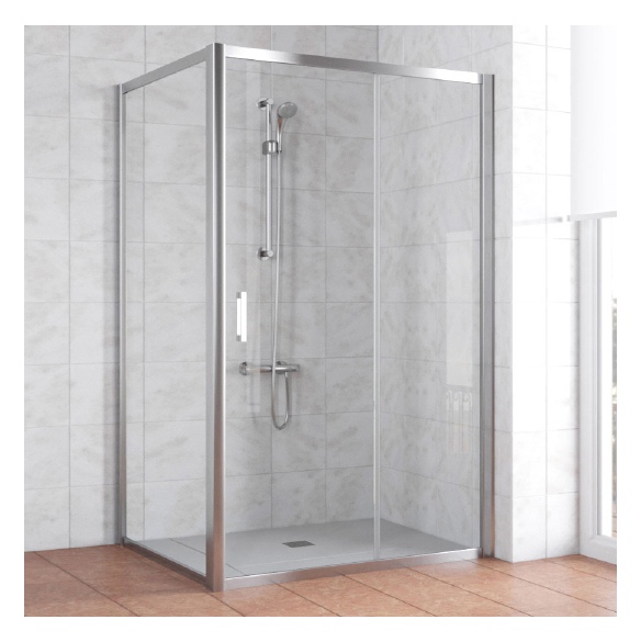 Душевой уголок Vegas Glass ZP+ZPV 110*100 08 01 профиль глянцевый хром, стекло прозрачное 