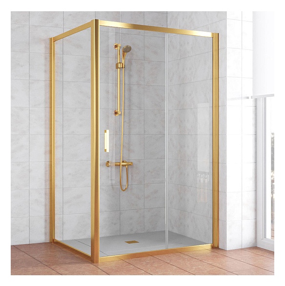 Душевой уголок Vegas Glass ZP+ZPV 110*100 09 01 профиль золото, стекло прозрачное 