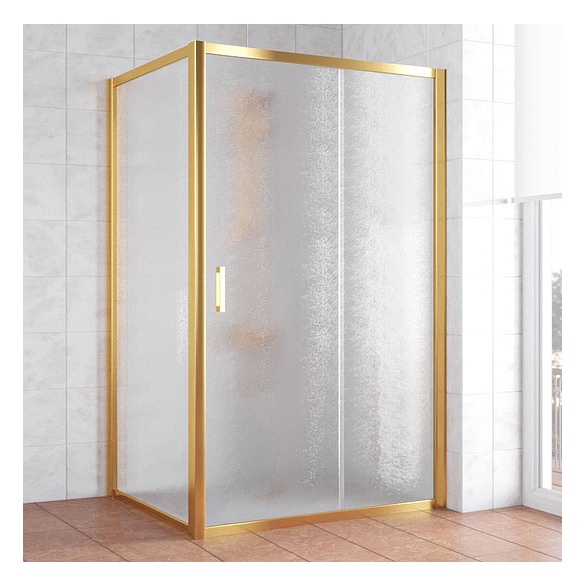 Душевой уголок Vegas Glass ZP+ZPV 110*100 09 02 профиль золото, стекло шиншилла 