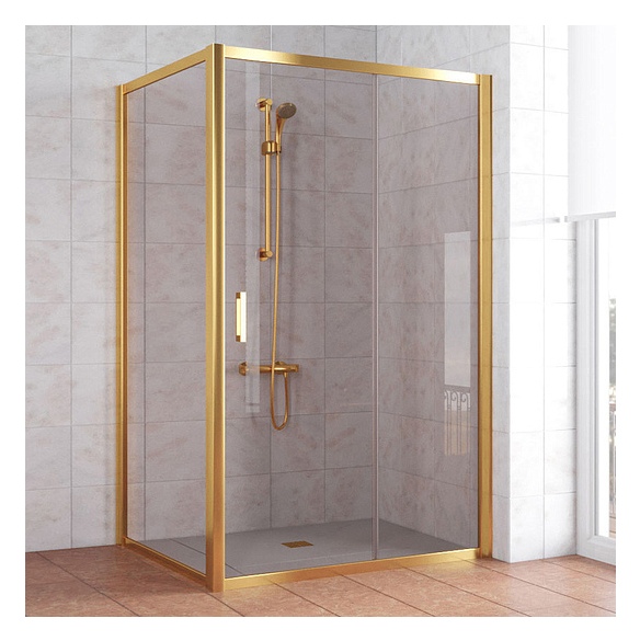 Душевой уголок Vegas Glass ZP+ZPV 110*100 09 05 профиль золото, стекло бронза 