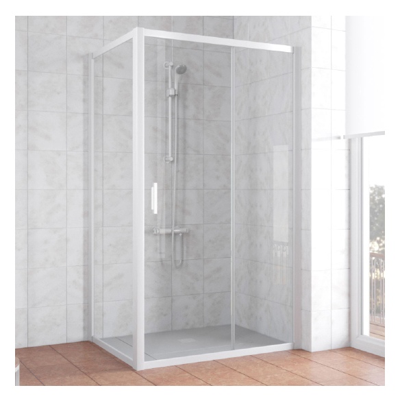 Душевой уголок Vegas Glass ZP+ZPV 110*80 01 01 профиль белый, стекло прозрачное 