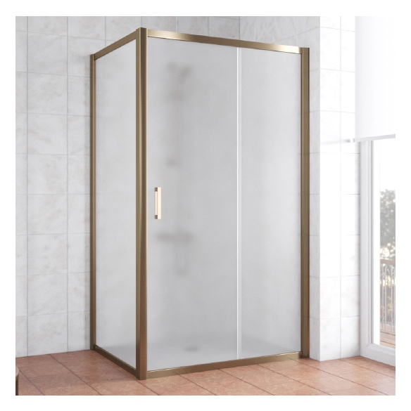 Душевой уголок Vegas Glass ZP+ZPV 110*80 05 10 профиль бронза, стекло сатин 