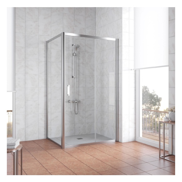 Душевой уголок Vegas Glass ZP+ZPV 110*80 08 01 профиль глянцевый хром, стекло прозрачное 