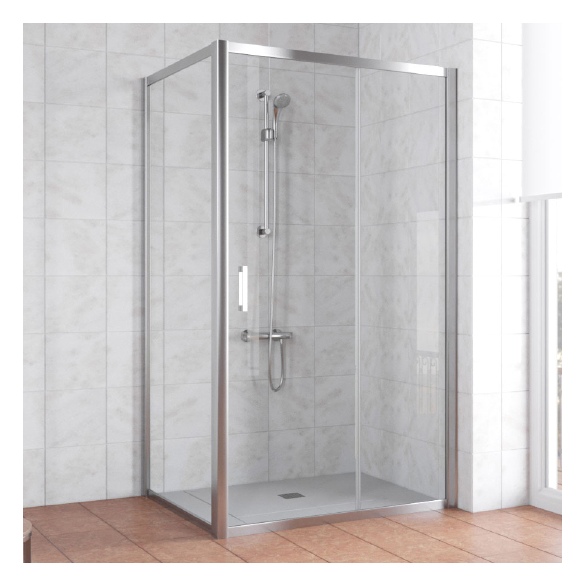 Душевой уголок Vegas Glass ZP+ZPV 110*90 08 01 профиль глянцевый хром, стекло прозрачное 