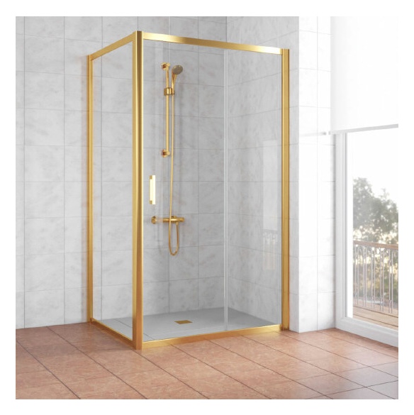 Душевой уголок Vegas Glass ZP+ZPV 110*90 09 01 профиль золото, стекло прозрачное 