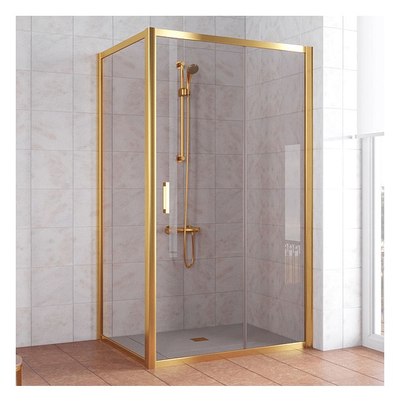 Душевой уголок Vegas Glass ZP+ZPV 110*90 09 05 профиль золото, стекло бронза 