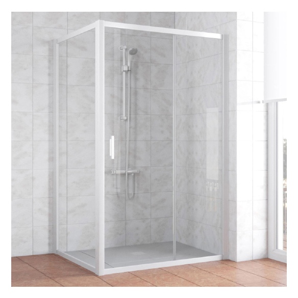 Душевой уголок Vegas Glass ZP+ZPV 120*100 01 01 профиль белый, стекло прозрачное 