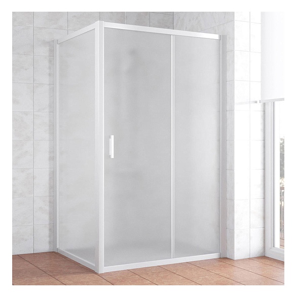 Душевой уголок Vegas Glass ZP+ZPV 120*100 01 10 профиль белый, стекло сатин 