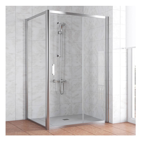 Душевой уголок Vegas Glass ZP+ZPV 120*100 08 01 профиль глянцевый хром, стекло прозрачное 