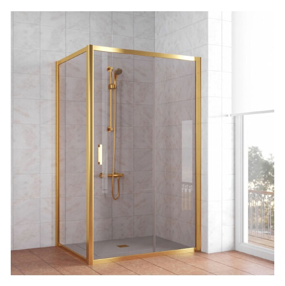 Душевой уголок Vegas Glass ZP+ZPV 120*70 09 05 профиль золото, стекло бронза 