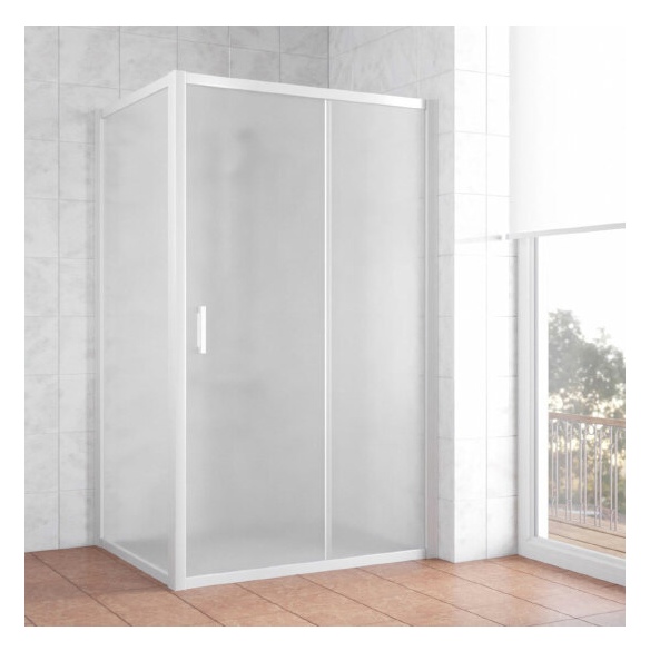 Душевой уголок Vegas Glass ZP+ZPV 120*80 01 10 профиль белый, стекло сатин 
