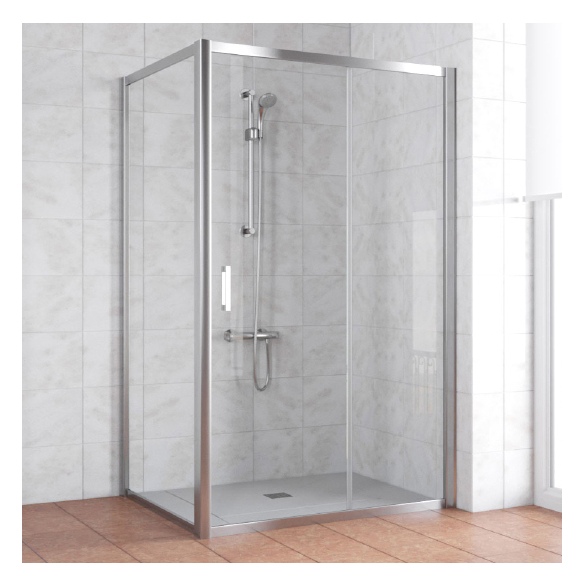 Душевой уголок Vegas Glass ZP+ZPV 120*90 08 01 профиль глянцевый хром, стекло прозрачное 