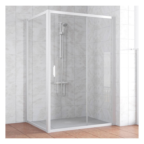 Душевой уголок Vegas Glass ZP+ZPV 130*100 01 01 профиль белый, стекло прозрачное 