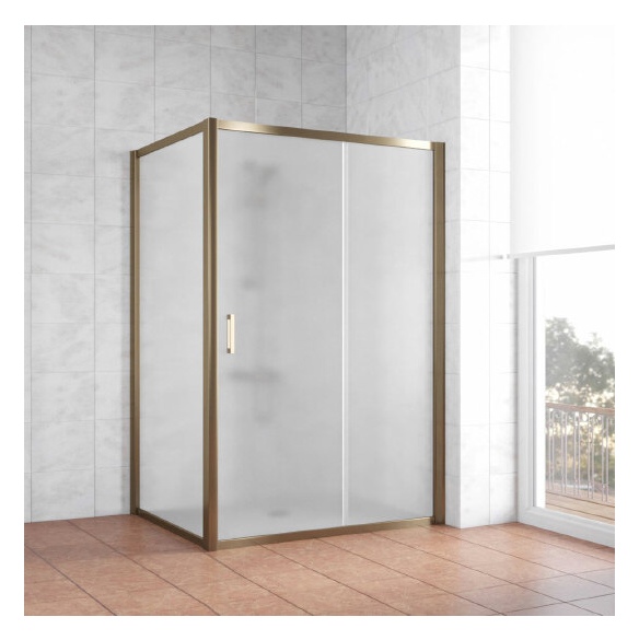 Душевой уголок Vegas Glass ZP+ZPV 130*100 05 10 профиль бронза, стекло сатин 