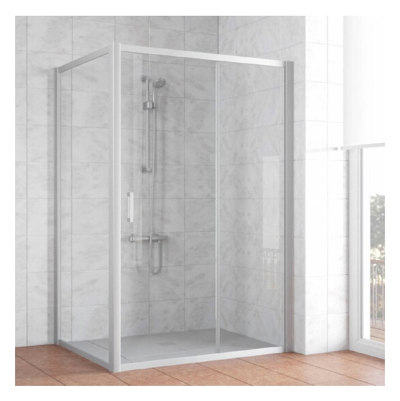 Душевой уголок Vegas Glass ZP+ZPV 130*100 07 01 профиль матовый хром, стекло прозрачное 