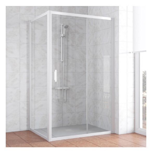 Душевой уголок Vegas Glass ZP+ZPV 130*70 01 01 профиль белый, стекло прозрачное 