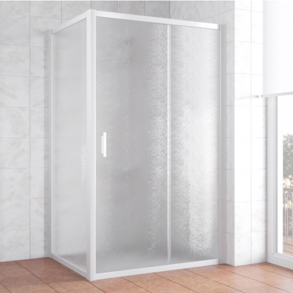 Душевой уголок Vegas Glass ZP+ZPV 130*70 01 02 профиль белый, стекло шиншилла 
