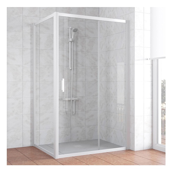 Душевой уголок Vegas Glass ZP+ZPV 130*80 01 01 профиль белый, стекло прозрачное 
