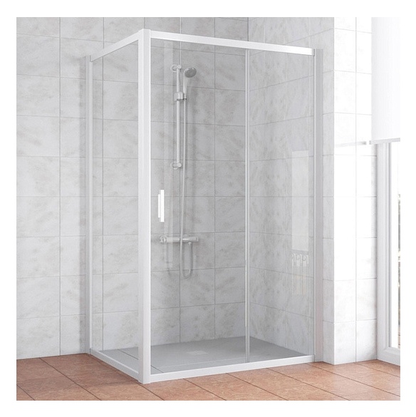 Душевой уголок Vegas Glass ZP+ZPV 130*90 01 01 профиль белый, стекло прозрачное 