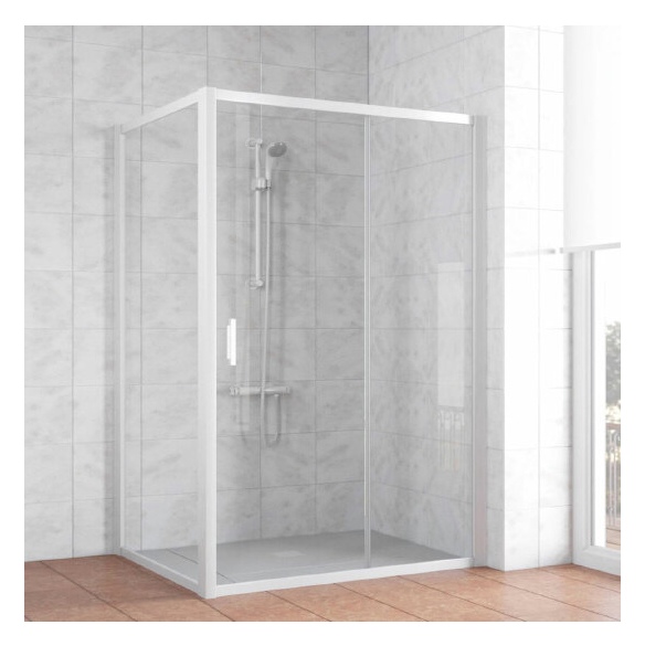 Душевой уголок Vegas Glass ZP+ZPV 140*100 01 01 профиль белый, стекло прозрачное 