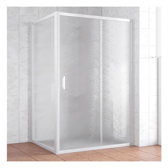 Душевой уголок Vegas Glass ZP+ZPV 140*100 01 02 профиль белый, стекло шиншилла 