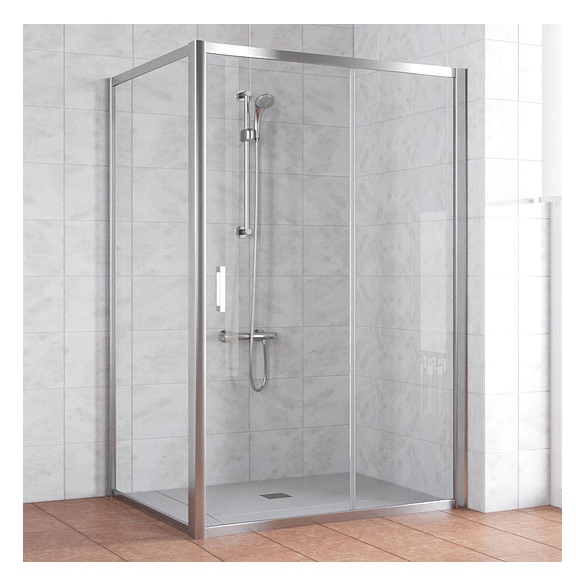 Душевой уголок Vegas Glass ZP+ZPV 140*100 08 01 профиль глянцевый хром, стекло прозрачное 