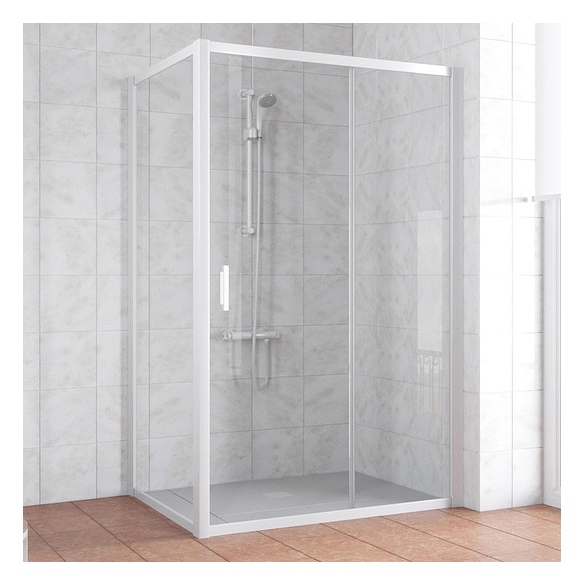 Душевой уголок Vegas Glass ZP+ZPV 140*70 01 01 профиль белый, стекло прозрачное 