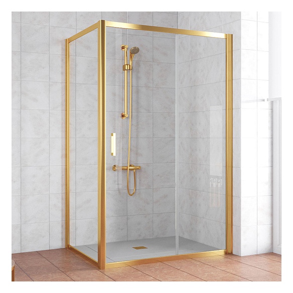 Душевой уголок Vegas Glass ZP+ZPV 140*70 09 01 профиль золото, стекло прозрачное 