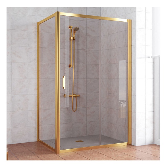 Душевой уголок Vegas Glass ZP+ZPV 140*70 09 05 профиль золото, стекло бронза 
