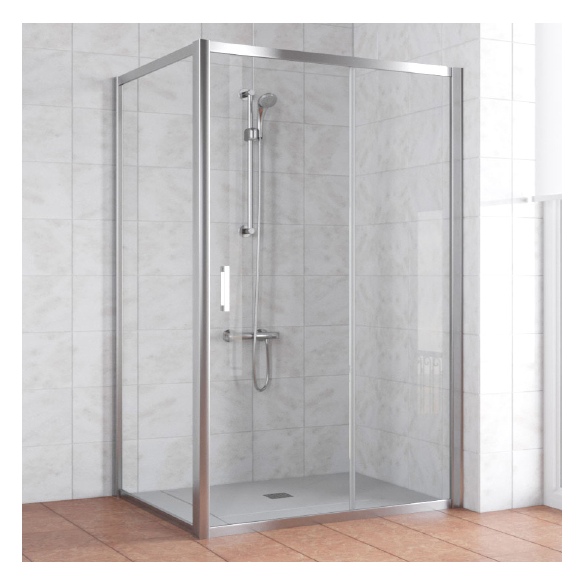 Душевой уголок Vegas Glass ZP+ZPV 140*80 08 01 профиль глянцевый хром, стекло прозрачное 