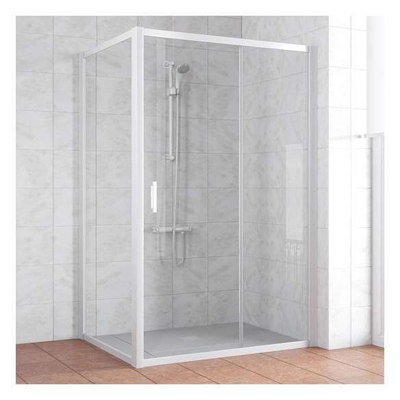 Душевой уголок Vegas Glass ZP+ZPV 140*90 01 01 профиль белый, стекло прозрачное 